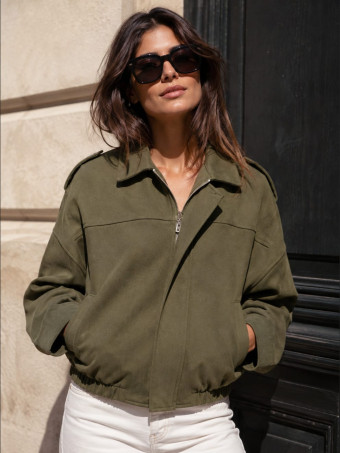 Cazadora Retro Efecto Ante MARLEN Verde Militar HEVE