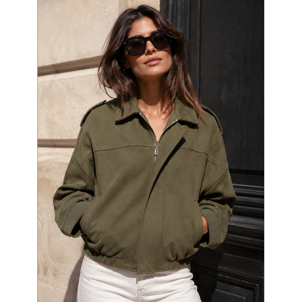 Cazadora Retro Efecto Ante MARLEN Verde Militar HEVE