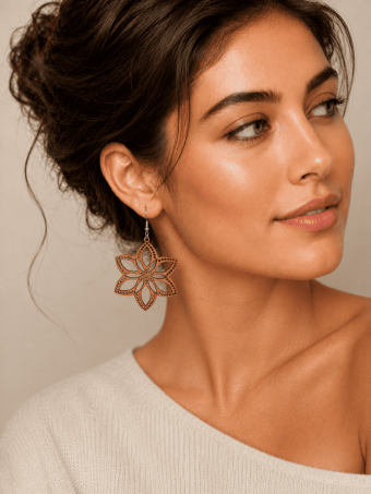 Pendientes Calado Boho ALENYA Camel HEVE