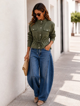 Chaqueta Efecto Ante SELVAR Verde Militar HEVE