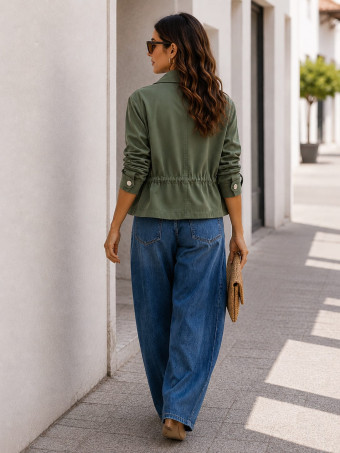 Chaqueta Efecto Ante SELVAR Verde Militar HEVE