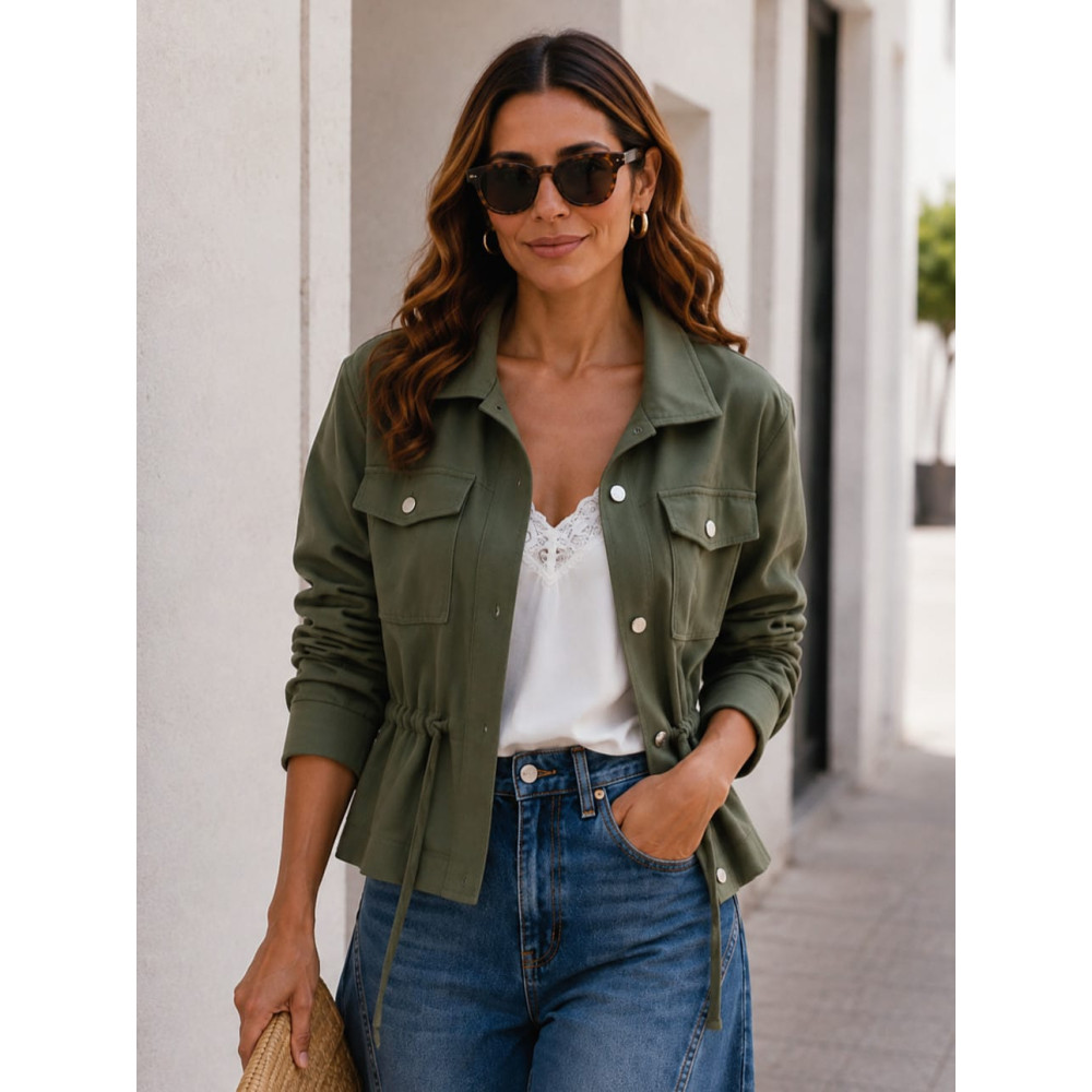 Chaqueta Efecto Ante SELVAR Verde Militar HEVE