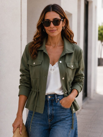 Chaqueta Efecto Ante SELVAR Verde Militar HEVE