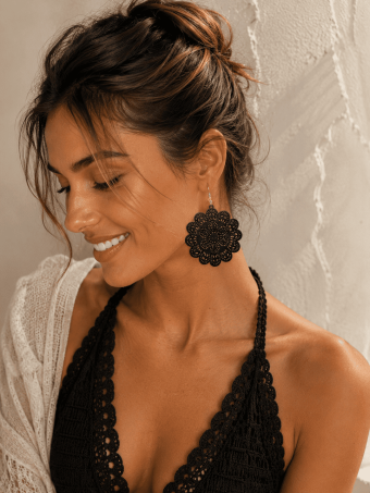 Pendientes Mandala Calados NERIVA Negro HEVE