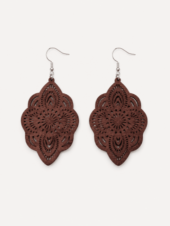 Pendientes Largos Mandala Calado TANIRA Marrón HEVE