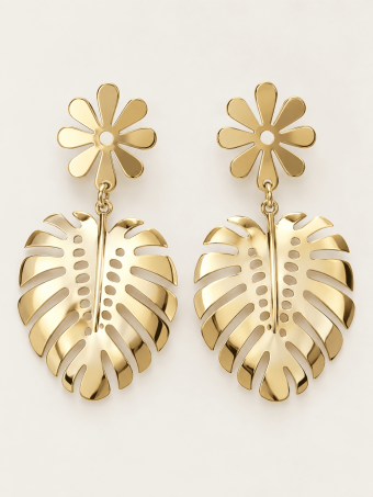 Pendientes Dorados Hoja MALOA HEVE