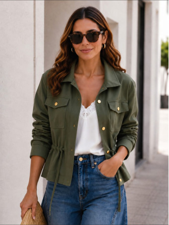 Chaqueta Efecto Ante SELVAR Verde Militar HEVE