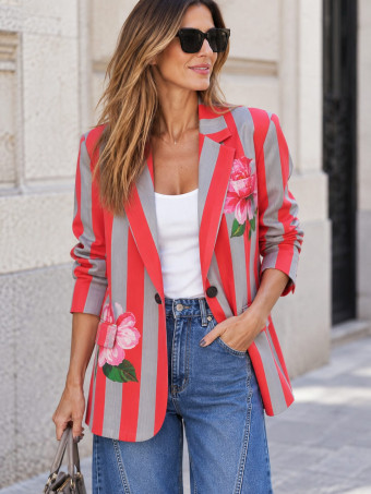 Blazer Rayas Estampado Print AZANIA 01 HEVE