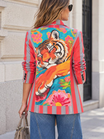 Blazer Rayas Estampado Print AZANIA 01 HEVE