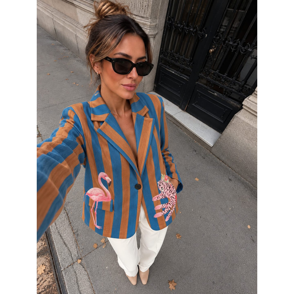 Blazer Rayas Estampado Print AZANIA 02 HEVE