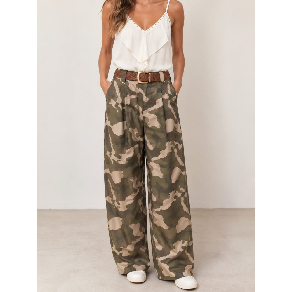 Pantalón Camuflaje con Cinturón FALKER Verde HEVE