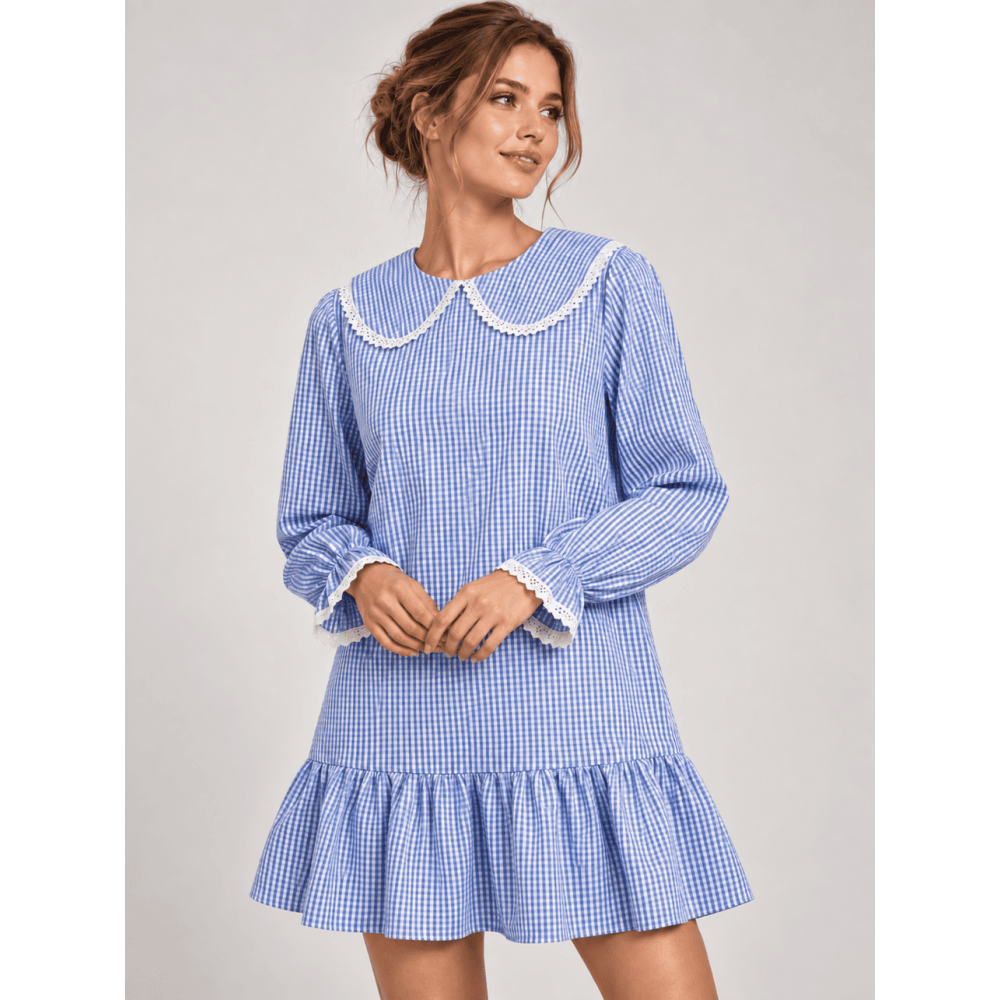Vestido Baby Doll Vichy MABELLE Celeste HEVE