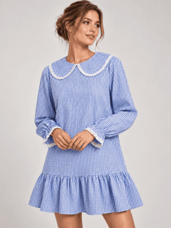 Vestido Baby Doll Vichy MABELLE Celeste HEVE