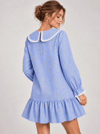 Vestido Baby Doll Vichy MABELLE Celeste HEVE