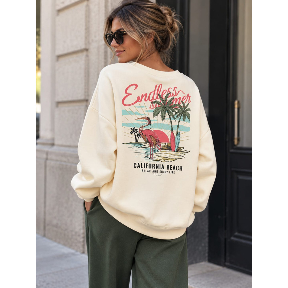 Sudadera Oversize Efecto Neopreno CALIFORNIA BEACH Beige HEVE