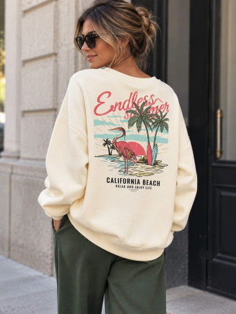 Sudadera Oversize Efecto Neopreno CALIFORNIA BEACH Beige HEVE