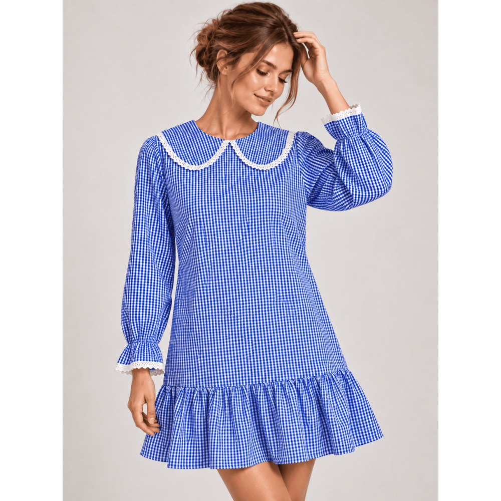 Vestido Baby Doll Vichy MABELLE Azul Klein HEVE