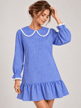 Vestido Baby Doll Vichy MABELLE Azul Klein HEVE