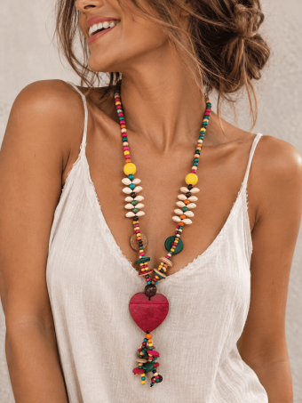 Collar Abalorios de Madera KARIMA Multicolor HEVE