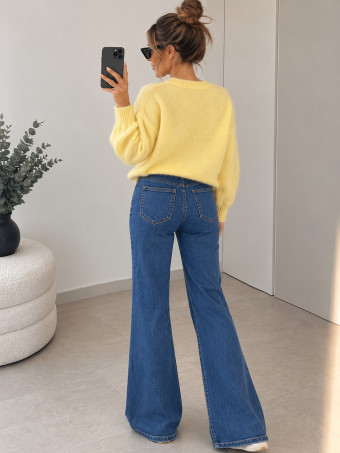 Jeans Flare High Waist MEDORA OVERSIZE Blue Jean HEVE