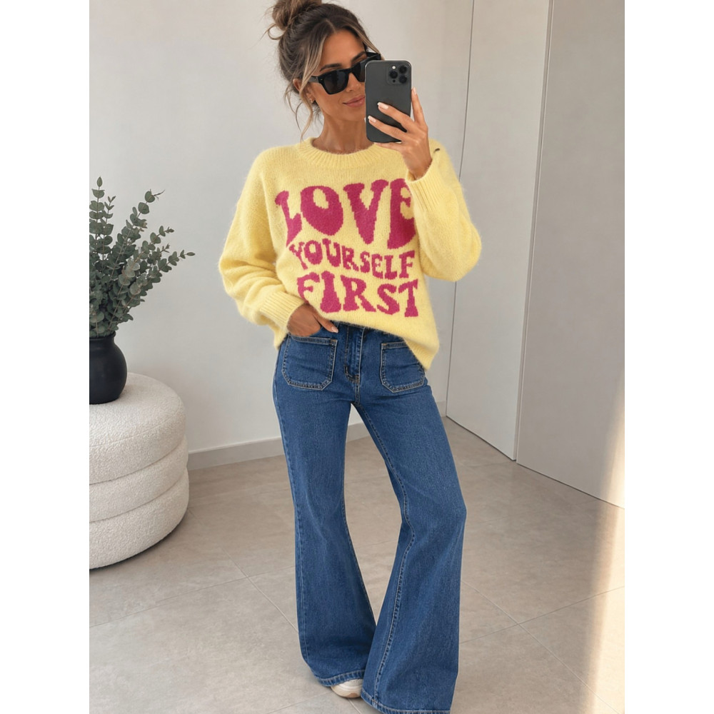 Jeans Flare High Waist MEDORA OVERSIZE Blue Jean HEVE