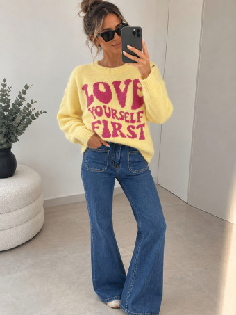 Jeans Flare High Waist MEDORA OVERSIZE Blue Jean HEVE
