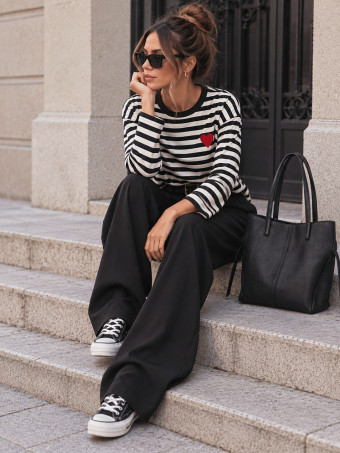 Pantalón Palazzo Cinturón CHARMELLIE Negro HEVE