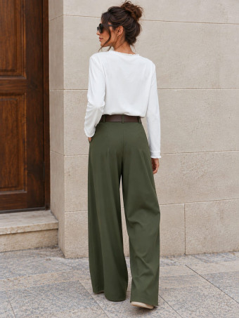 Pantalón Palazzo Cinturón CHARMELLIE Verde Militar HEVE