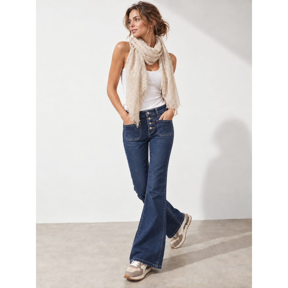 Jeans Flare Botonadura PRESLY Blue Jean HEVE