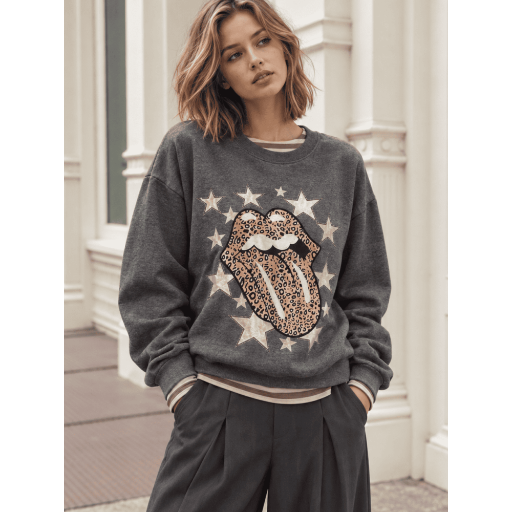 Sudadera Vinilo ROCK AND GLAM Gris HEVE