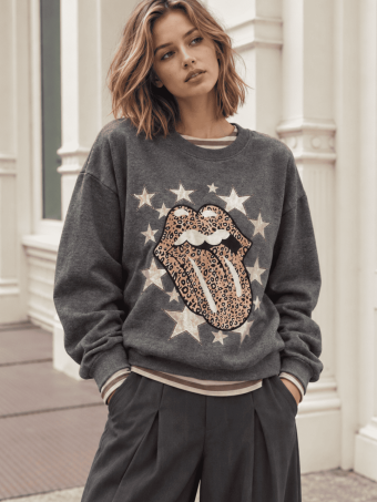 Sudadera Vinilo ROCK AND GLAM Gris HEVE