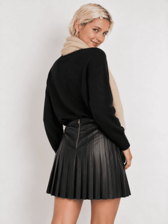Falda Polipiel Plisada CHENNIER Negro HEVE