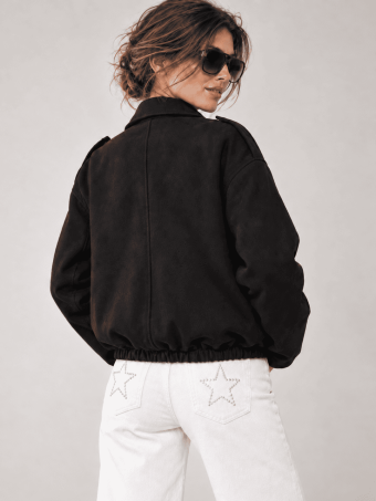 Cazadora Retro Efecto Ante MARLEN Negro HEVE