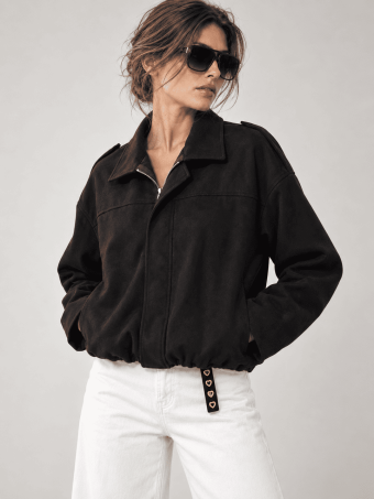 Cazadora Retro Efecto Ante MARLEN Negro HEVE