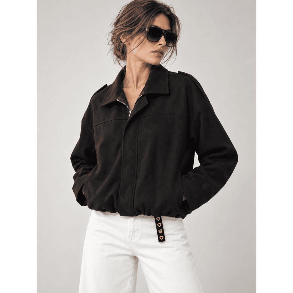 Cazadora Retro Efecto Ante MARLEN Negro HEVE