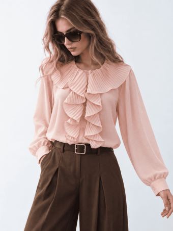Blusa Fluida Chorreras LULIANNE Rosa HEVE