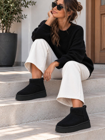 Bota Australiana Baja Plataforma THUNDARA Negro HEVE
