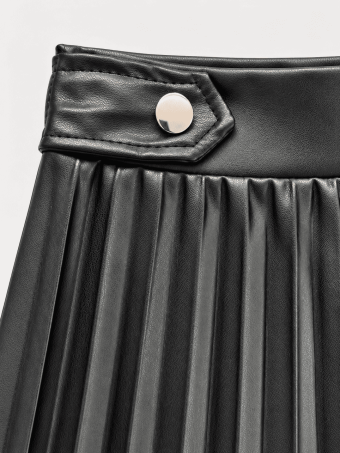 Falda Polipiel Plisada CHENNIER Negro HEVE