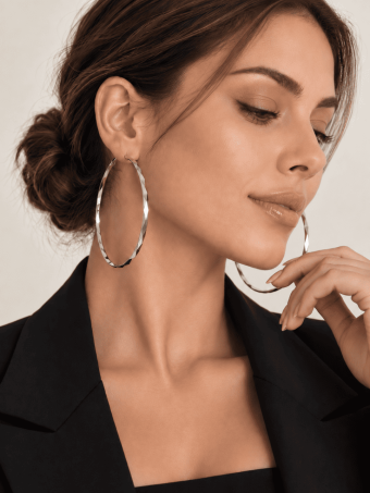 Pendientes Aro Facetados NAREL Plata HEVE