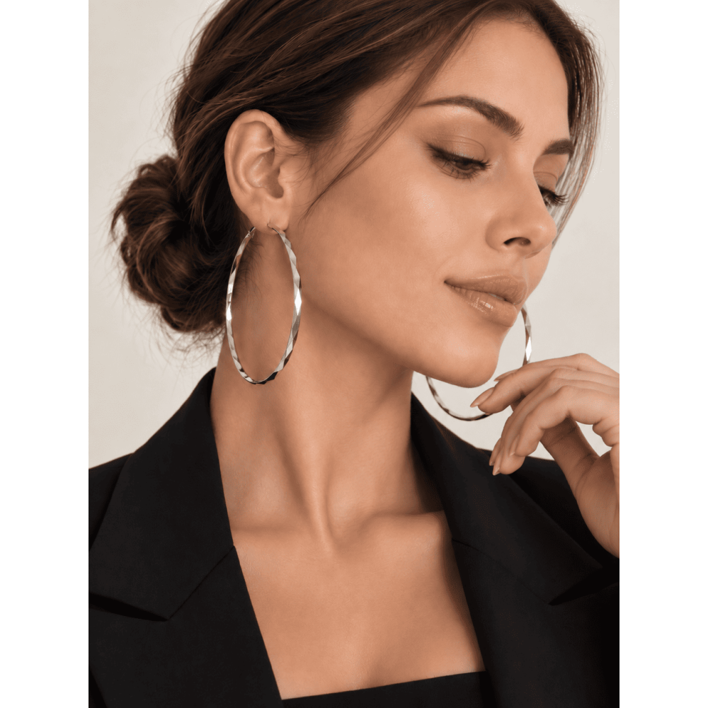 Pendientes Aro Facetados NAREL Plata HEVE