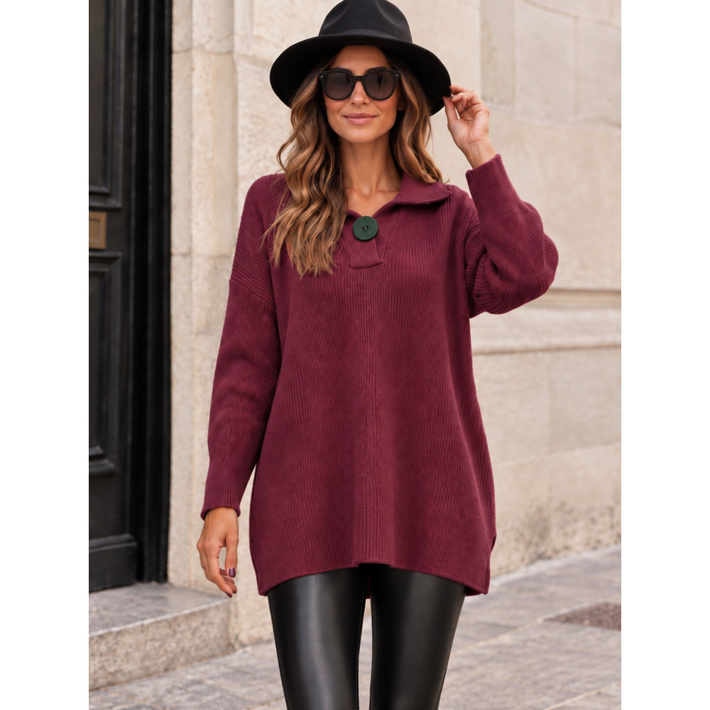 Jersey Largo Maxi-Botón ELVINA Burdeos HEVE
