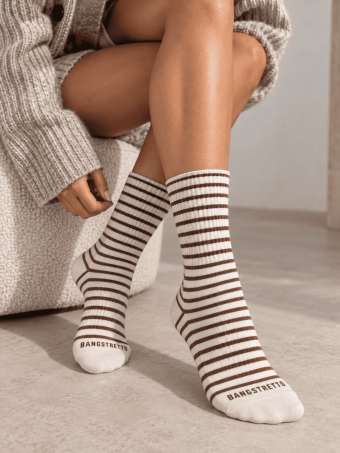 Calcetines Altos Rayas SIGMAR Crudo/Chocolate HEVE