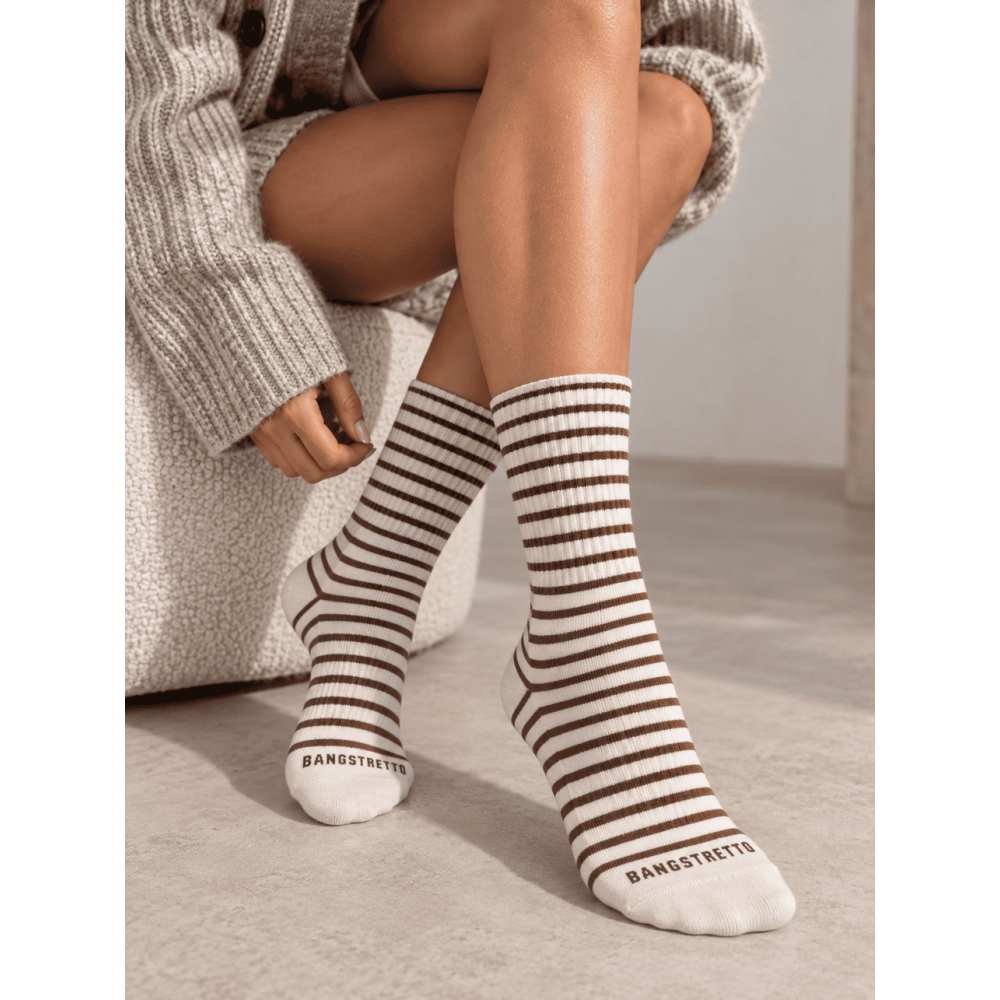 Calcetines Altos Rayas SIGMAR Crudo/Chocolate HEVE