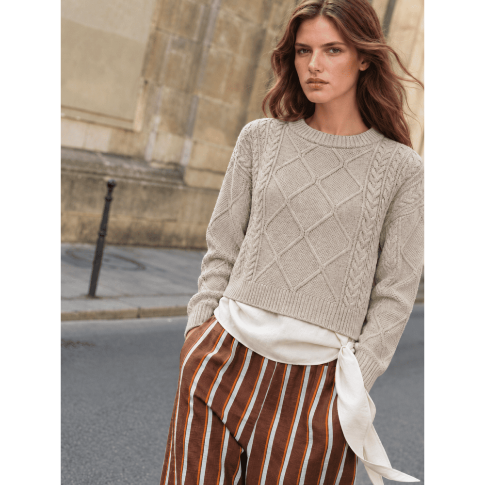 Jersey Cropped Trenzado SELWYN Taupe HEVE