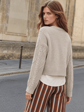 Jersey Cropped Trenzado SELWYN Taupe HEVE