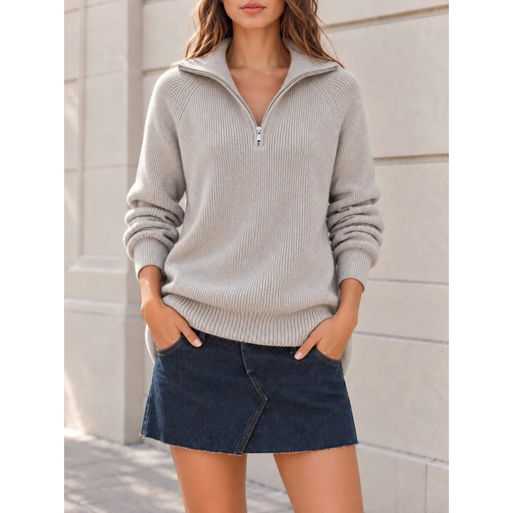 Jersey Cuello Cremallera NALIRA Taupe HEVE