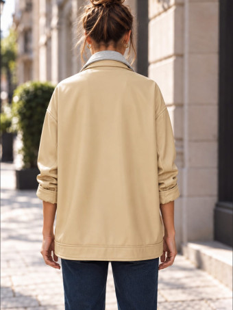 Cazadora Polipiel Efecto Sobrepuesto BERLIN Beige HEVE