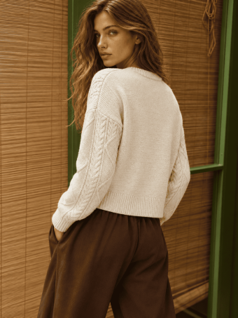 Jersey Cropped Trenzado SELWYN Crudo HEVE