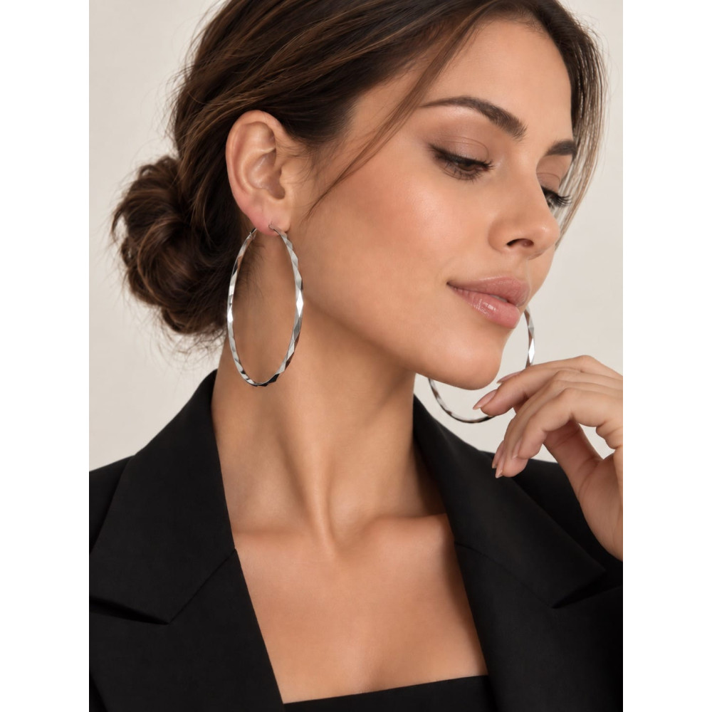 Pendientes Aro Facetados NAREL Plata HEVE
