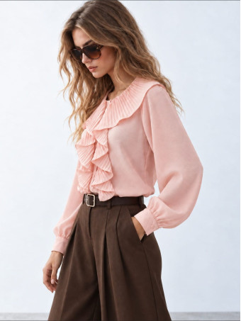 Blusa Fluida Chorreras LULIANNE Rosa HEVE